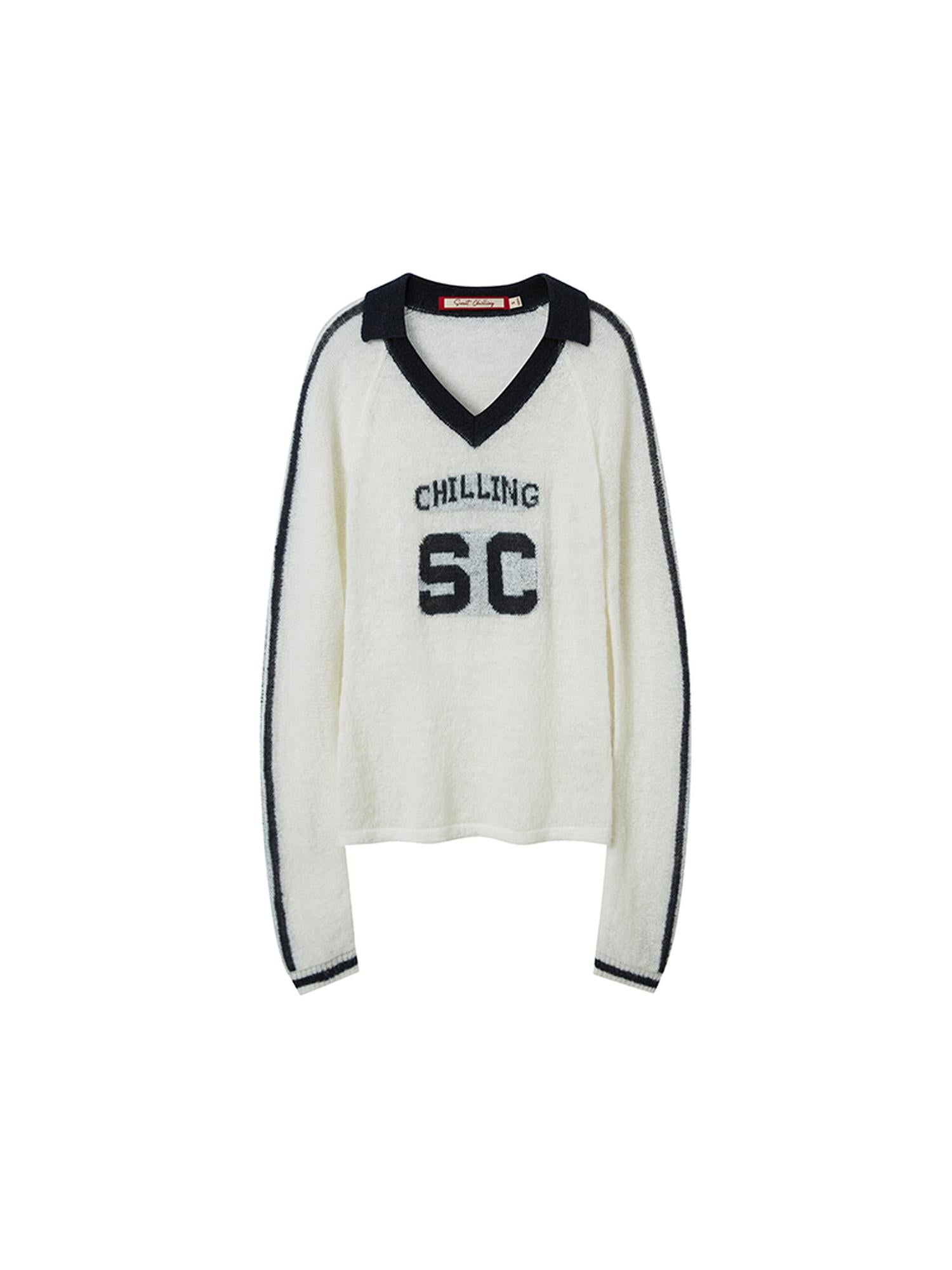 SweetChilling Mohem Sweater American Campus Style Sporty Knit Top