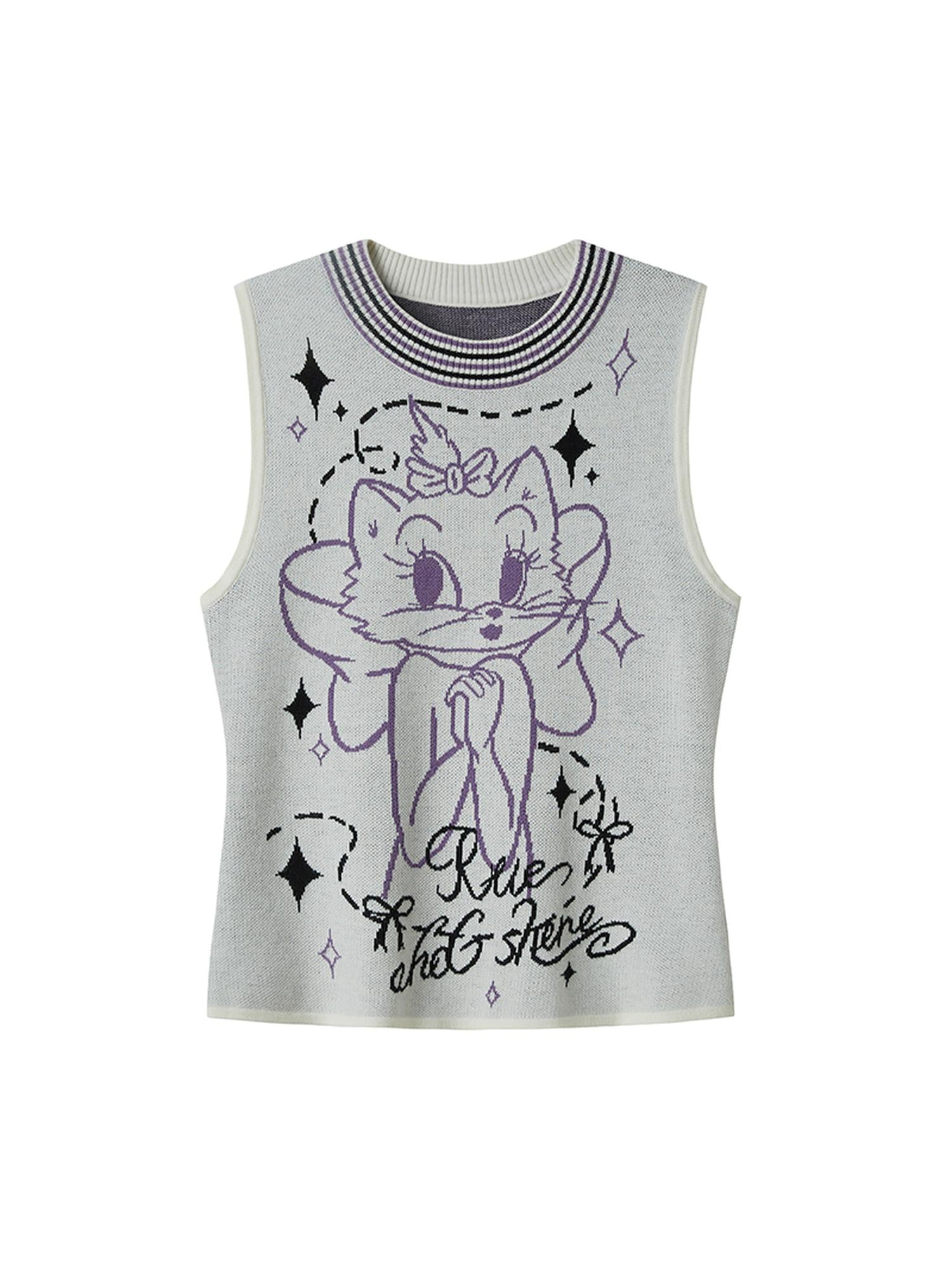 DIDDI MODA Spotted Dog Knit Vest And Tee Set