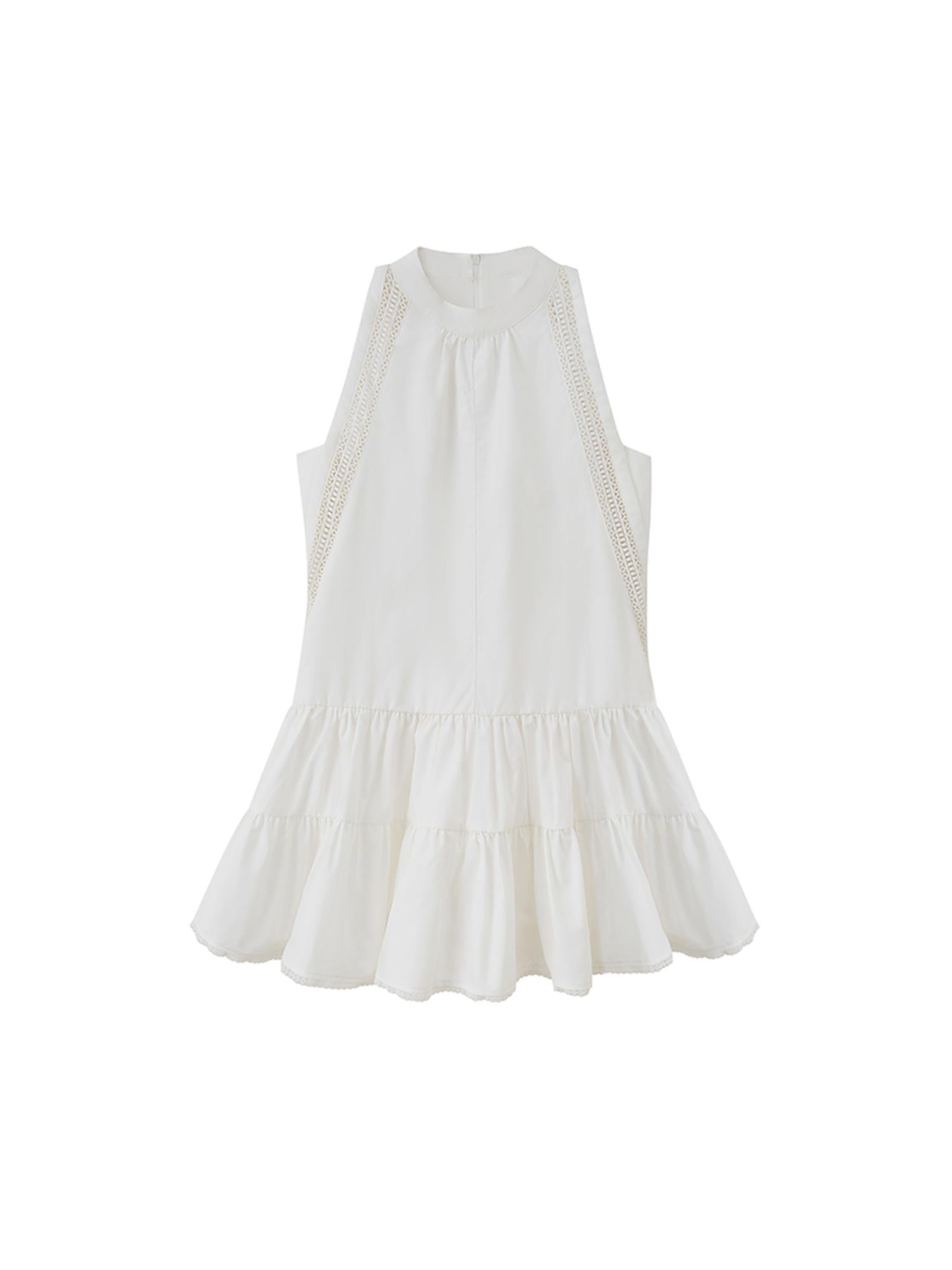 DIDDI MODA Elegant Lace Trimmed Sleeveless A Line Dress