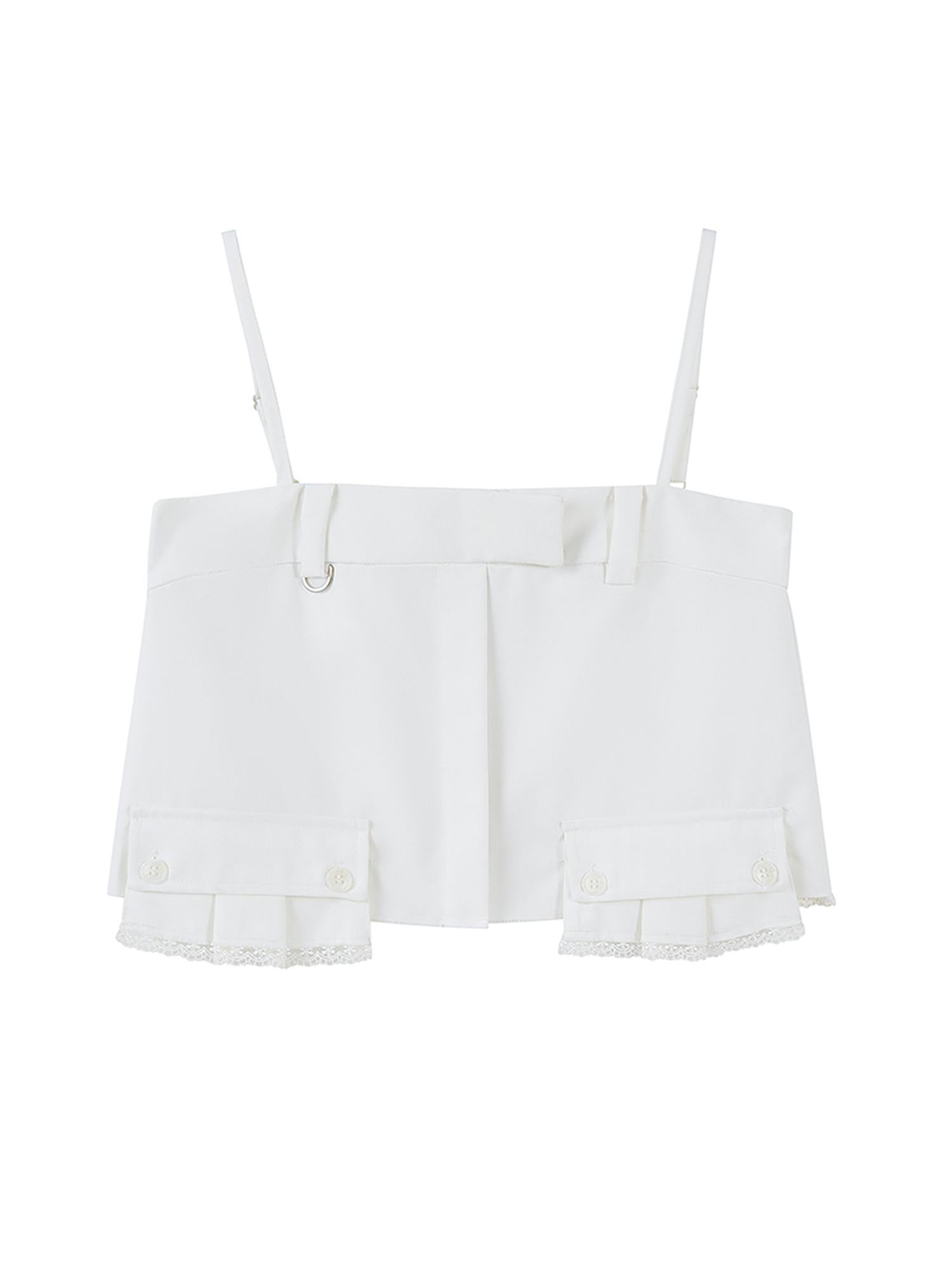 DIDDI MODA Oversized H Silhouette Waistband Short Jumpsuit With Lace Hem