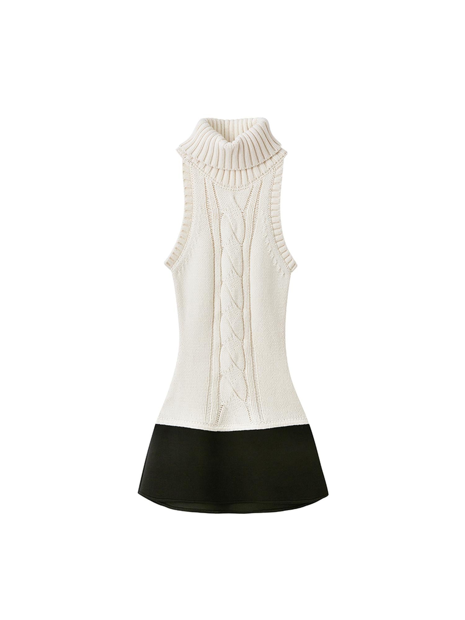 SweetChilling Chunky Knit Cable High Neck Sweater Dress