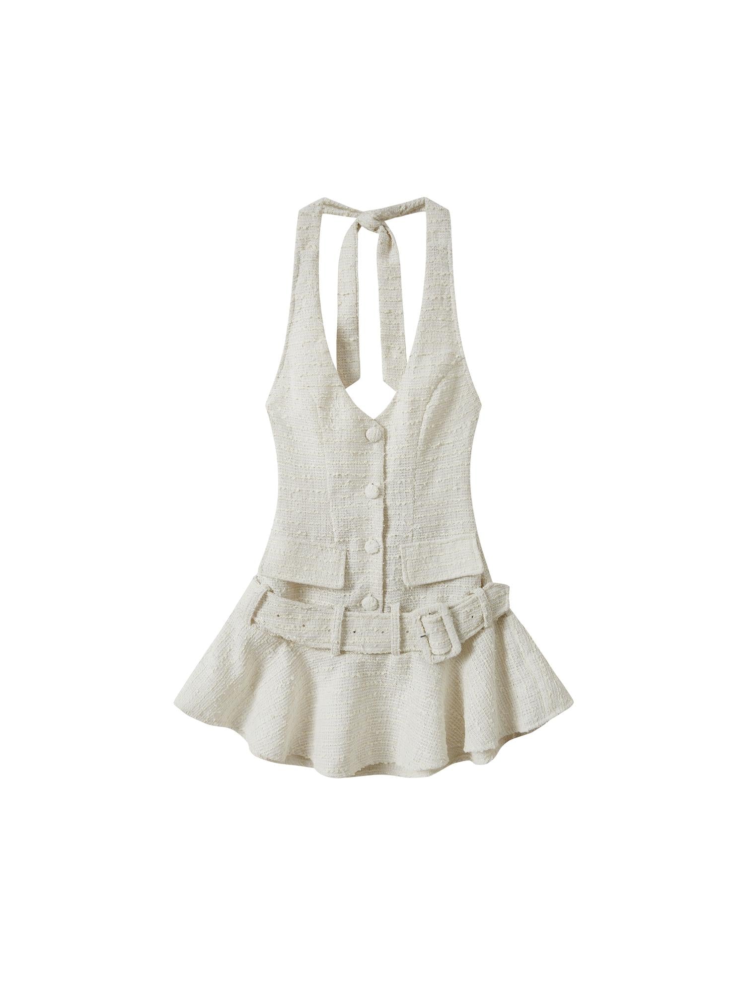 SweetChilling Chunky Knit Belted Necklace Dress