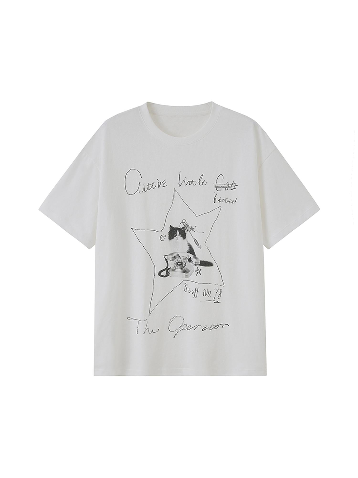 DIDDI MODA Amor Fati Cotton Blend Tee Straight Jeans Set