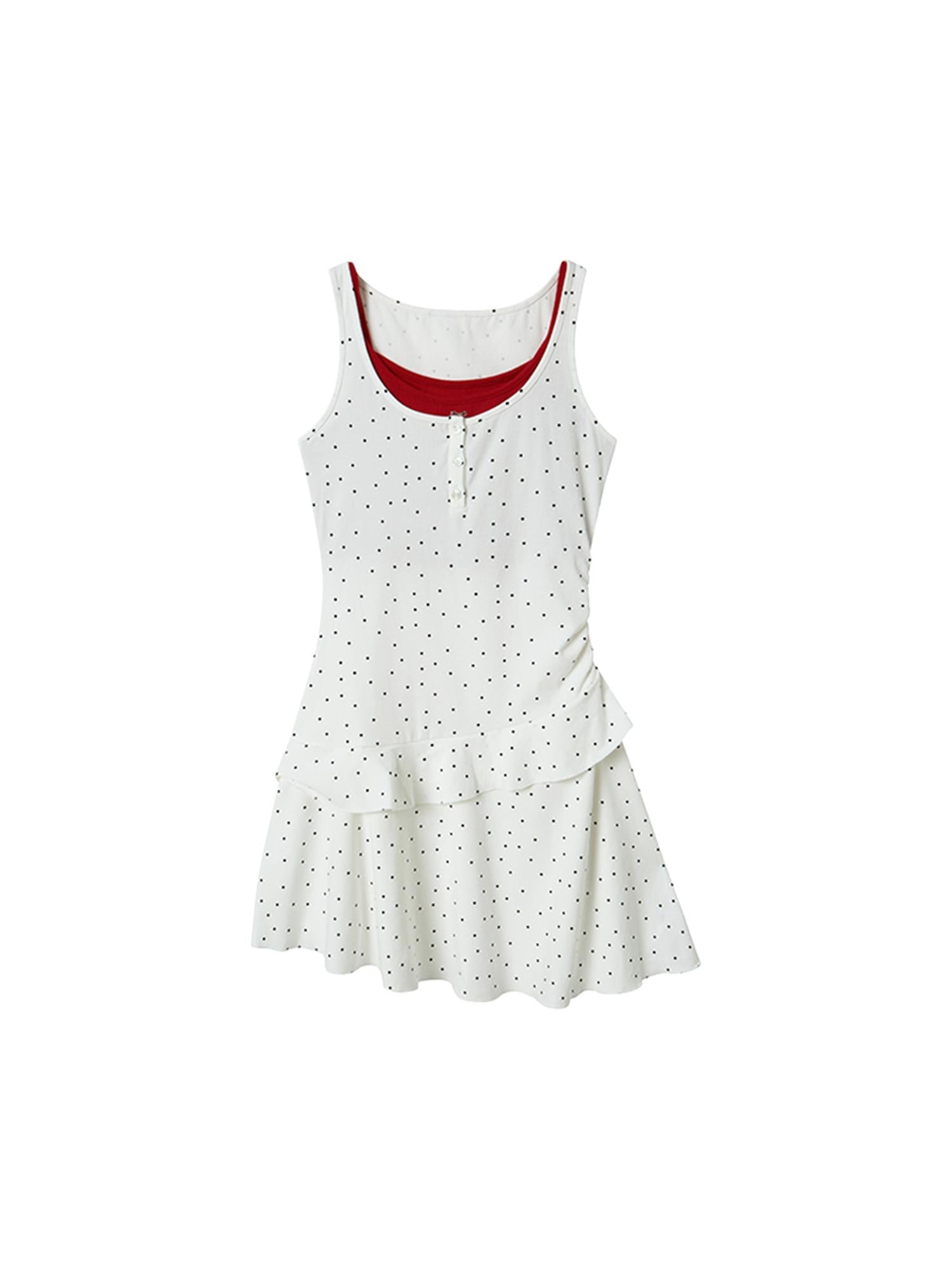 DIDDI MODA Waist Cinching Dot Bow Sleeveless Bodycon Dress