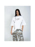 Vintage Stitch Detailed Unisex Washed Tee Loose Fit Cotton