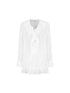 Relaxed V-Neck Flowy Ruffle Stripe Blouse Shirt