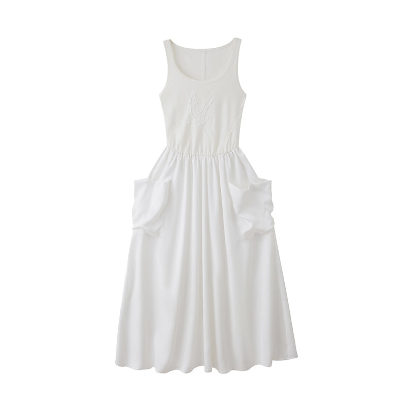 DIDDI MODA Elegant Beaded Butterfly Halter Dress