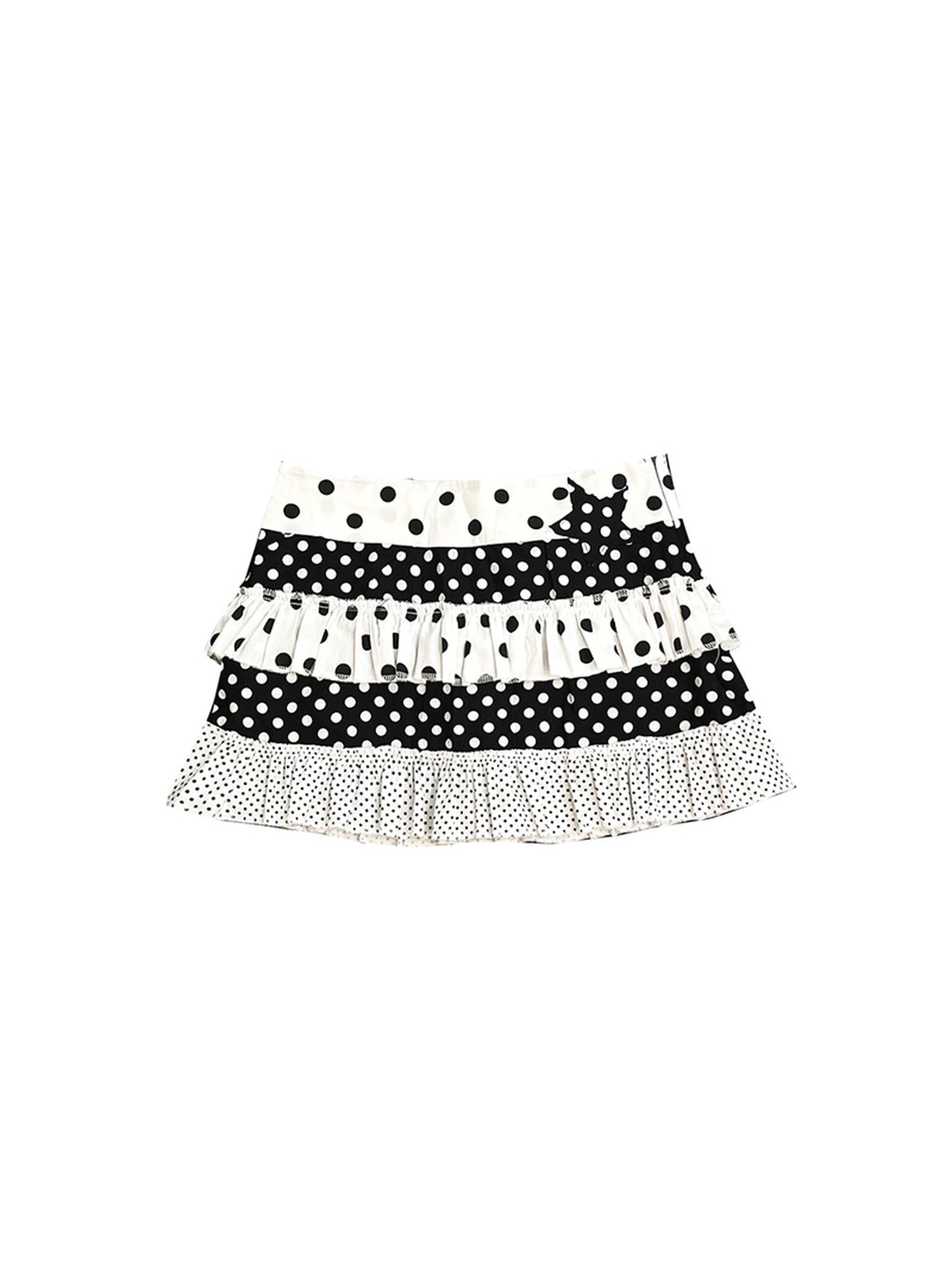 Ttsunami Flirty Summer Dot Print Layered Ruffle Skirt With Shorts Dresses