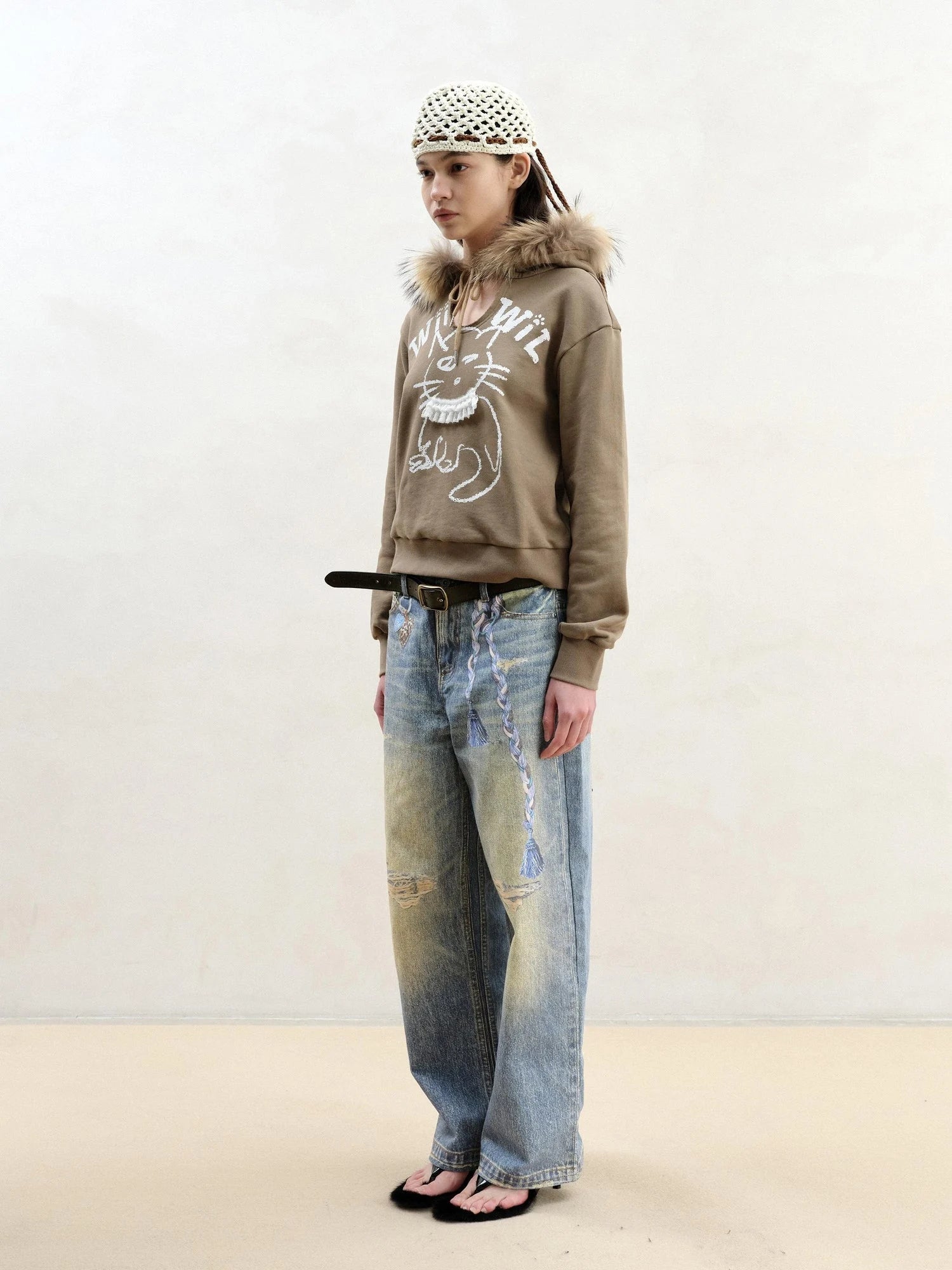 3 D Fun Charm Distressed Print Classic Blue Jeans