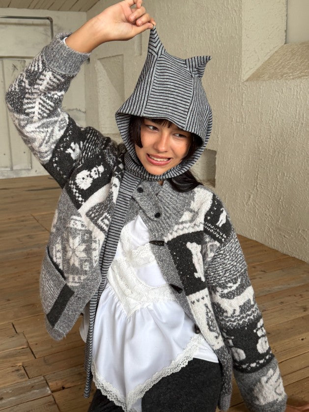 wii wil 3d Jacquard Patchwork Wool Women&