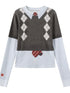 Classic Print Layered Look Knit Top