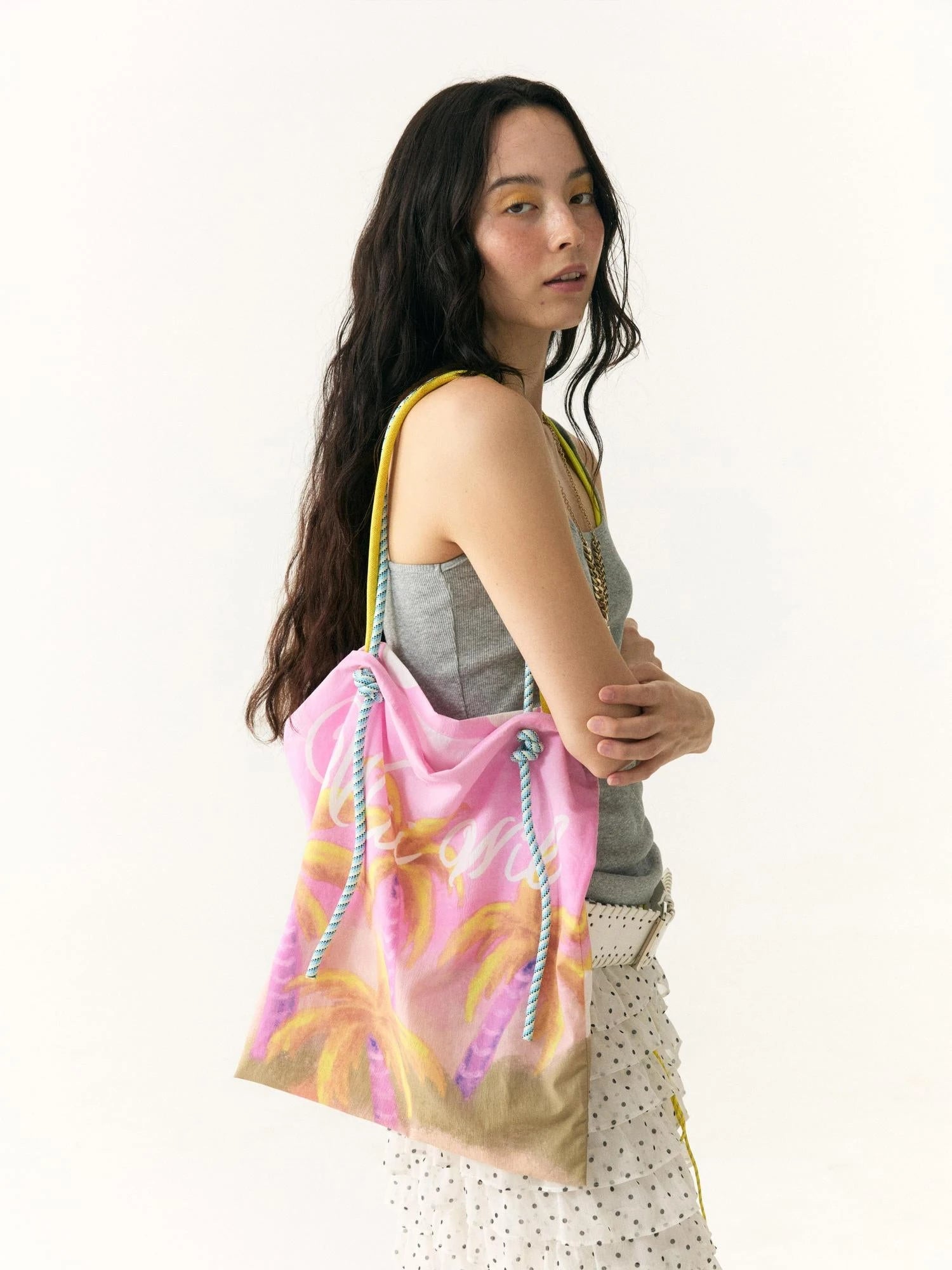 Double Sided Palm Print Shoulder Bag