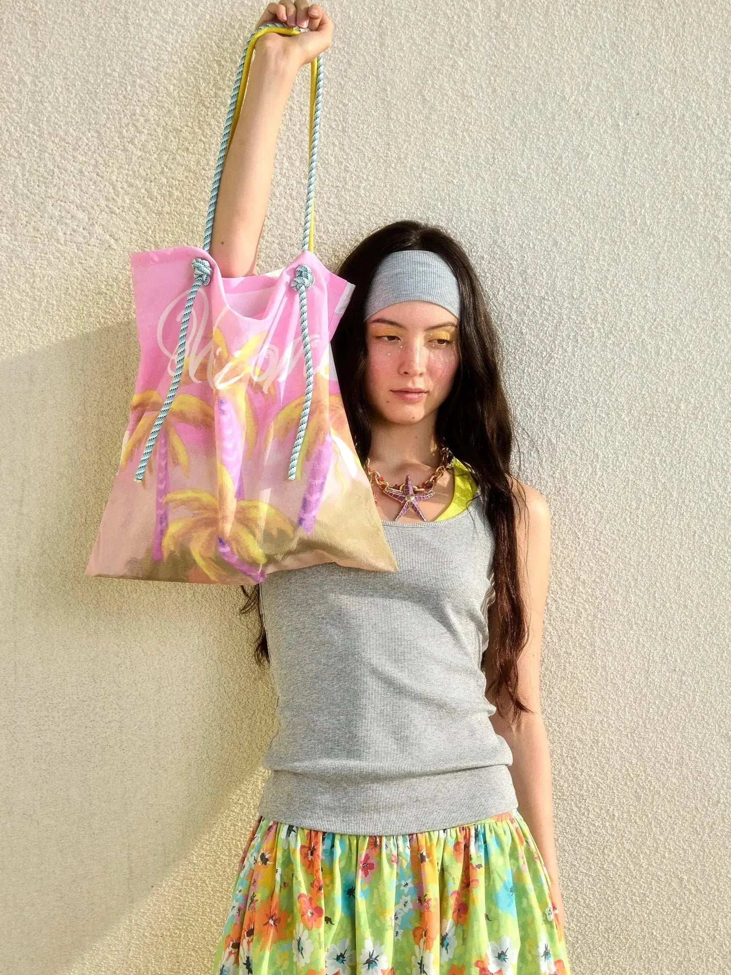 Double Sided Palm Print Shoulder Bag