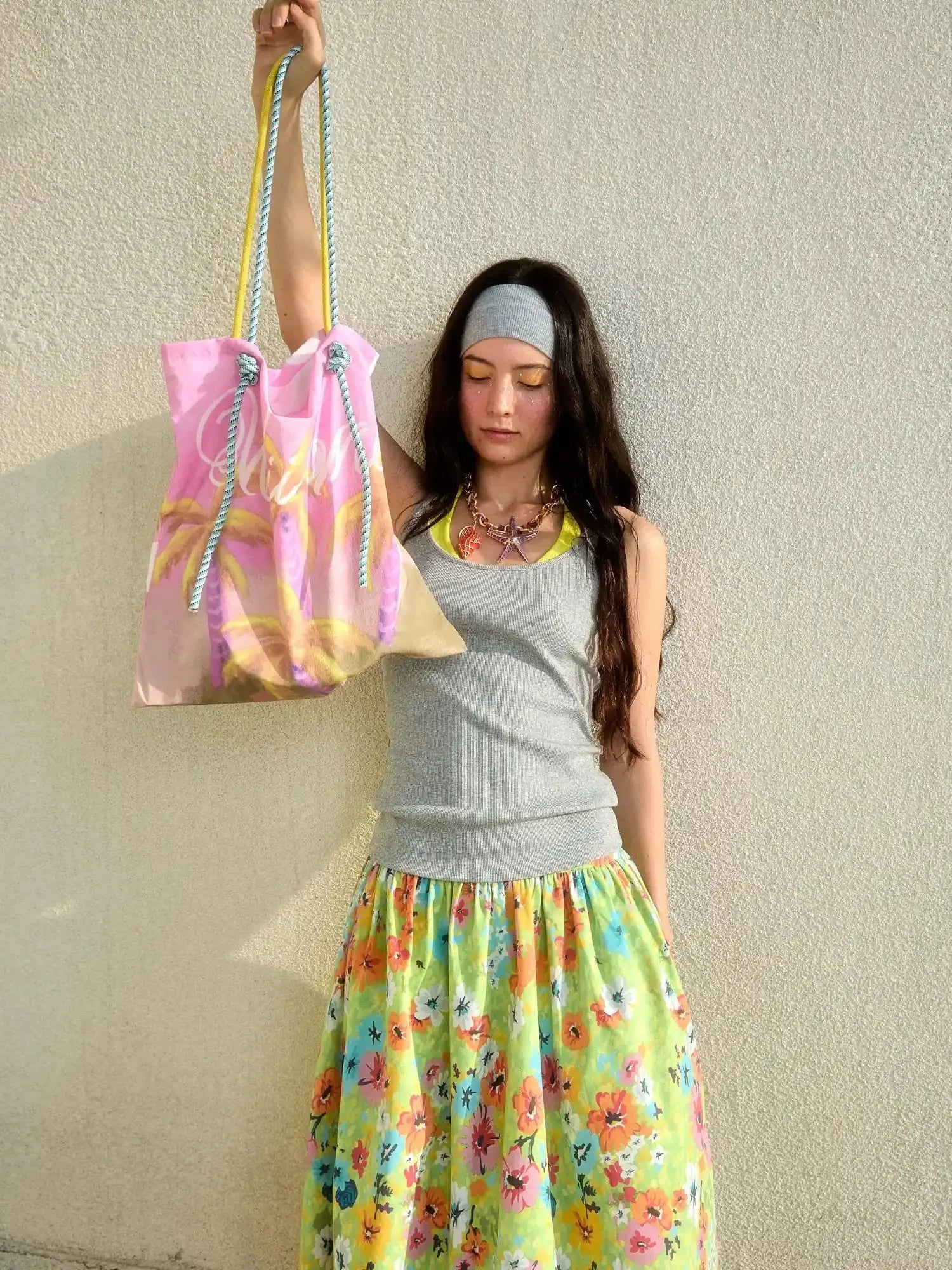 Double Sided Palm Print Shoulder Bag