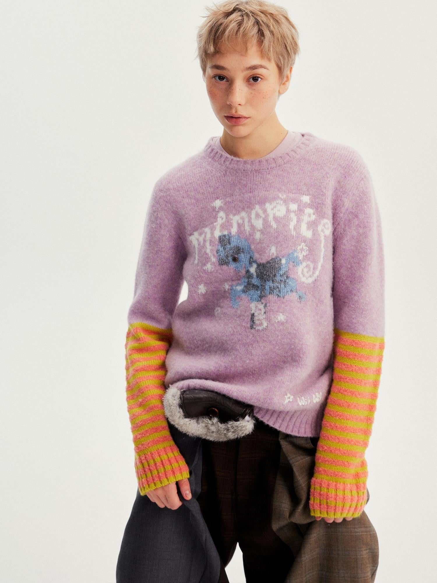 wii wil Dreamy Colorblock Pony Jacquard Women&