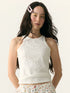 Embossed Pearl Necklace Crop Tank Camisole