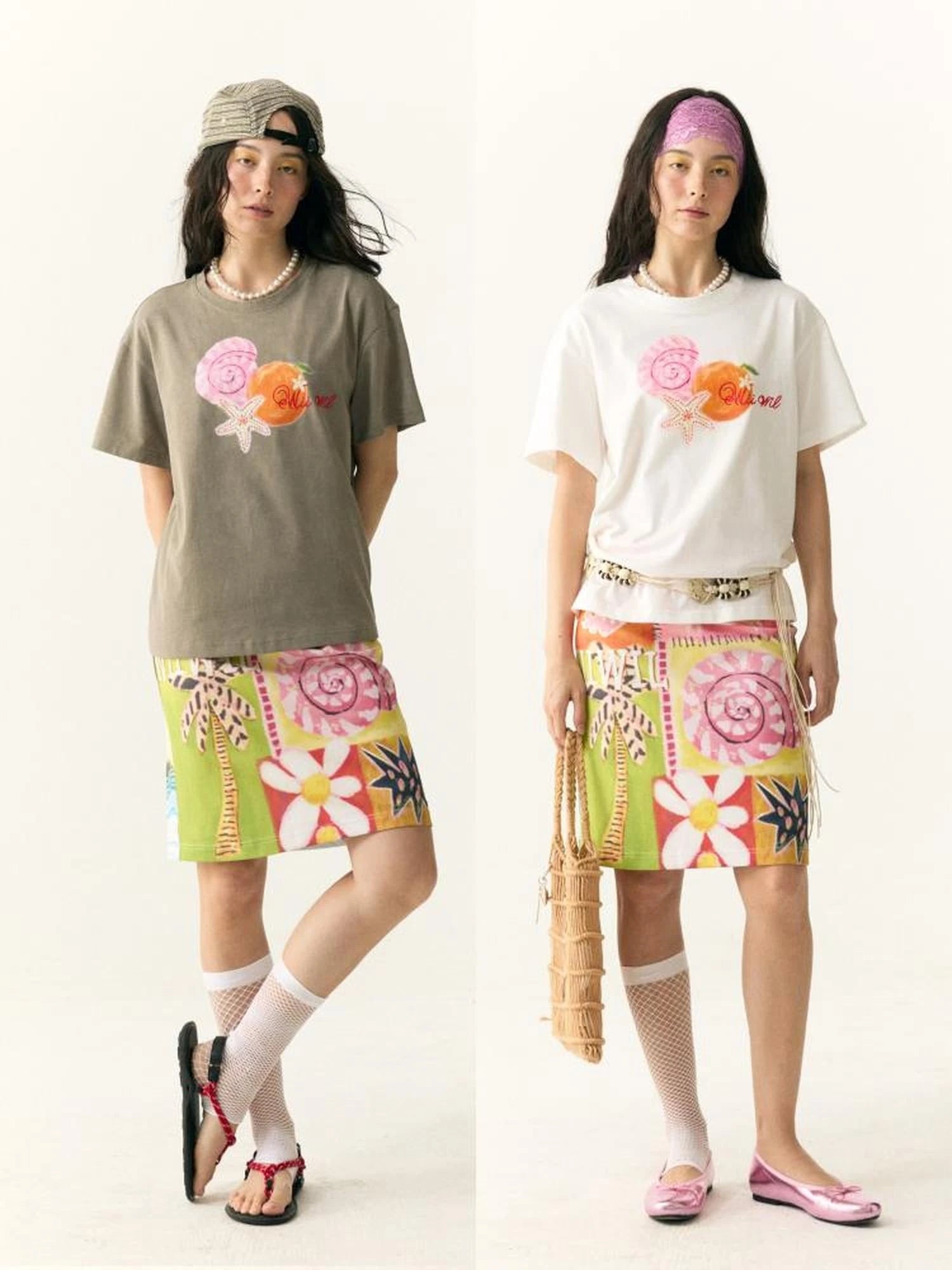 Hand Drawn Starfish Fruit Print T-shirt