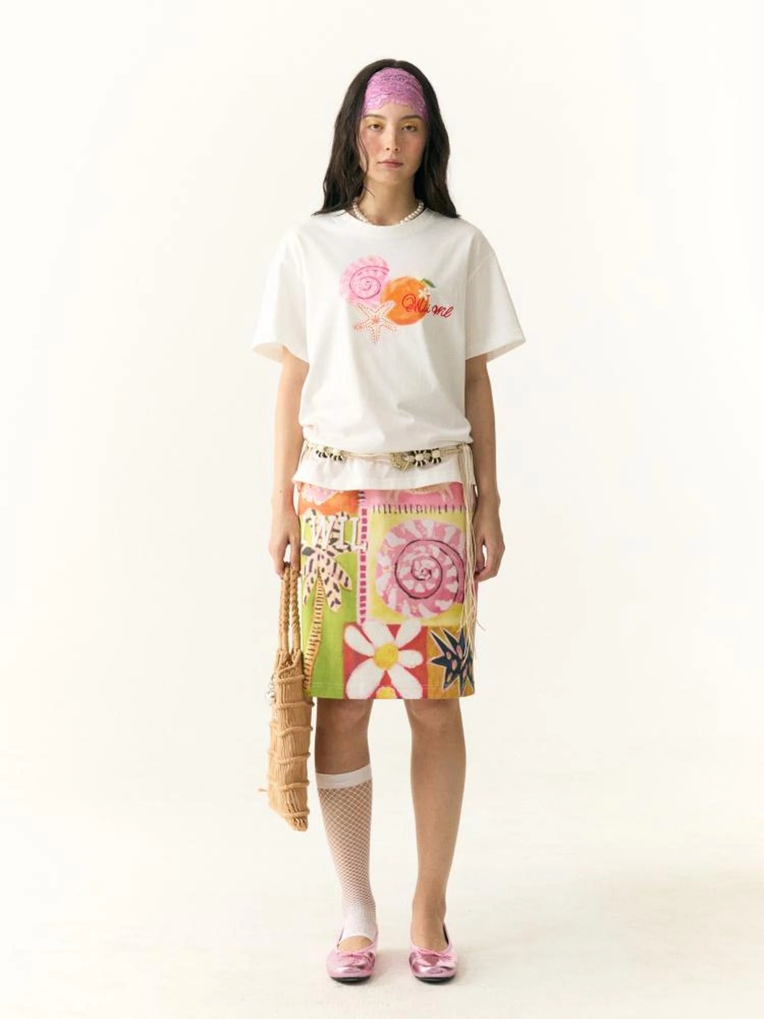 Hand Drawn Starfish Fruit Print T-shirt