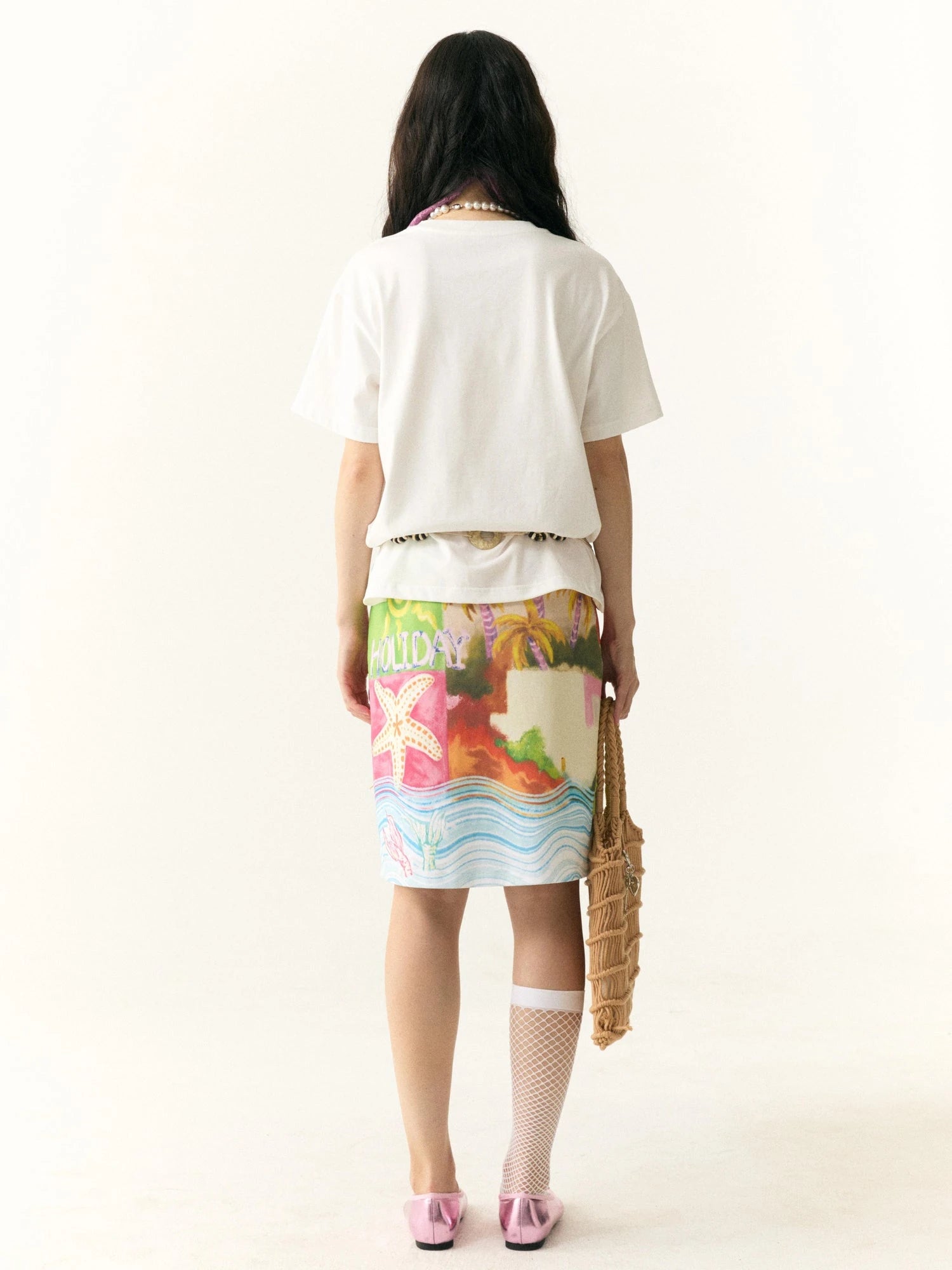Hand Drawn Starfish Fruit Print T-shirt