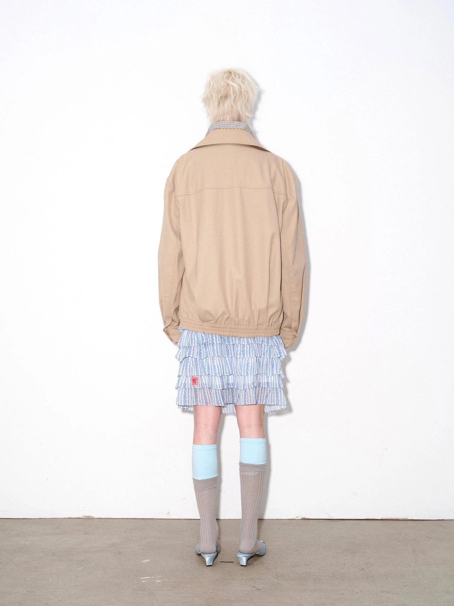 Reversible Wool Blend Faux Layered Jacket In Light Khaki