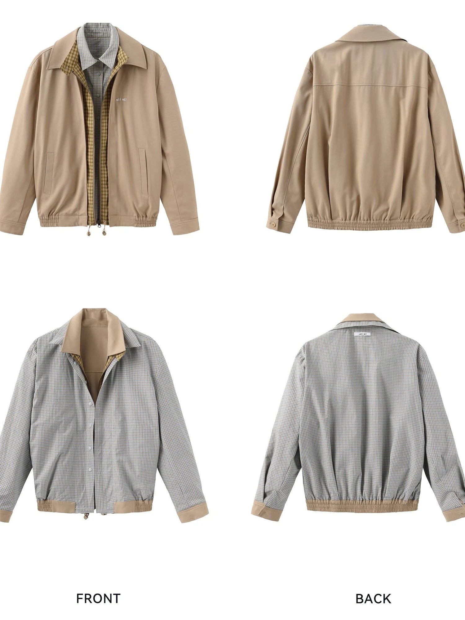Reversible Wool Blend Faux Layered Jacket In Light Khaki