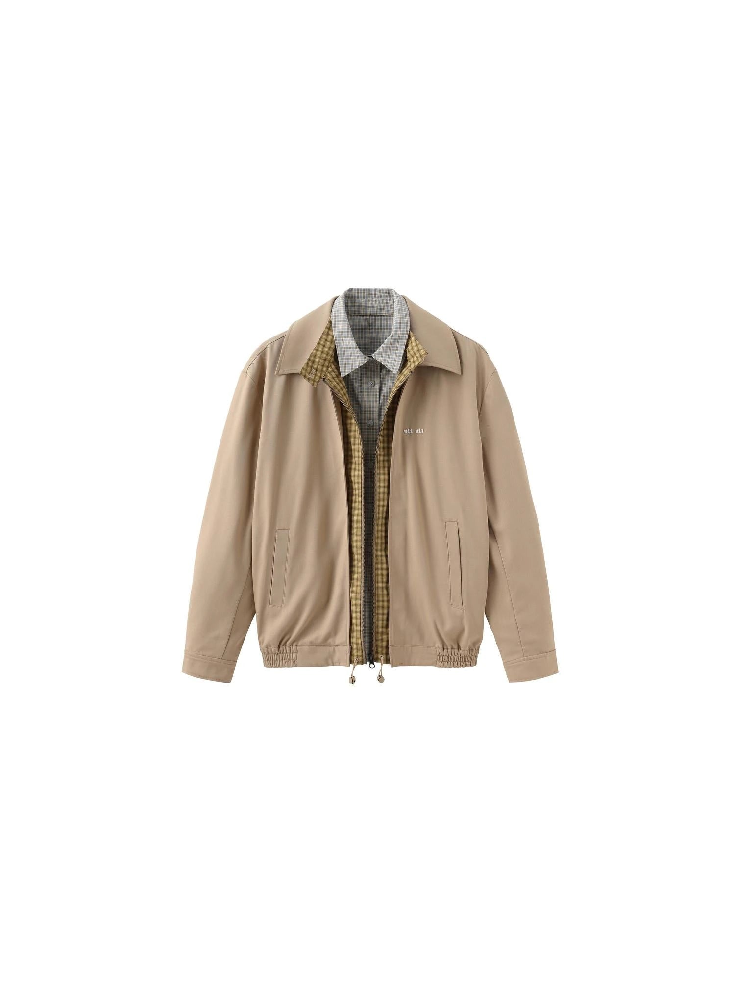 Reversible Wool Blend Faux Layered Jacket In Light Khaki