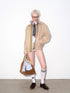 Reversible Wool Blend Faux Layered Jacket In Light Khaki