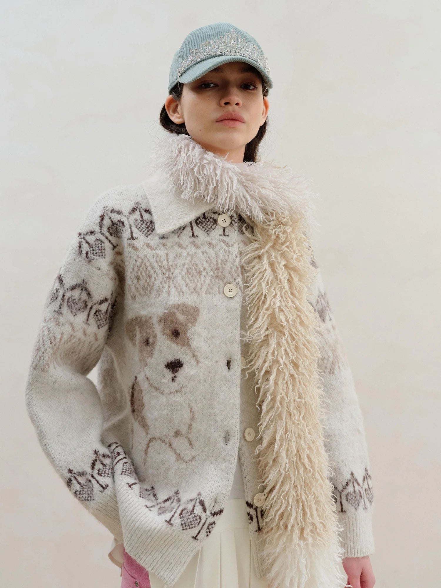 Three Tone Milk Tea Long Plush Scarf