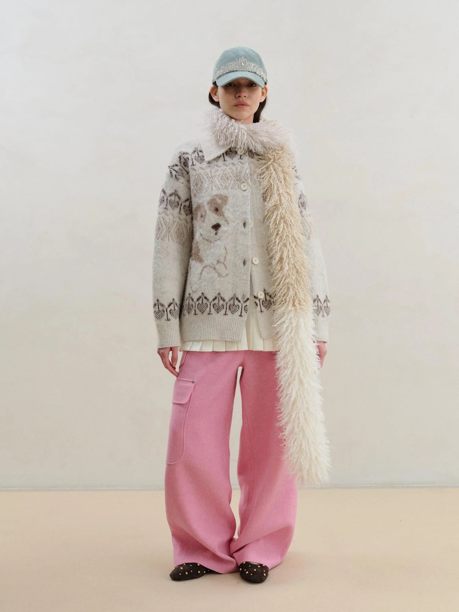 Three Tone Milk Tea Long Plush Scarf