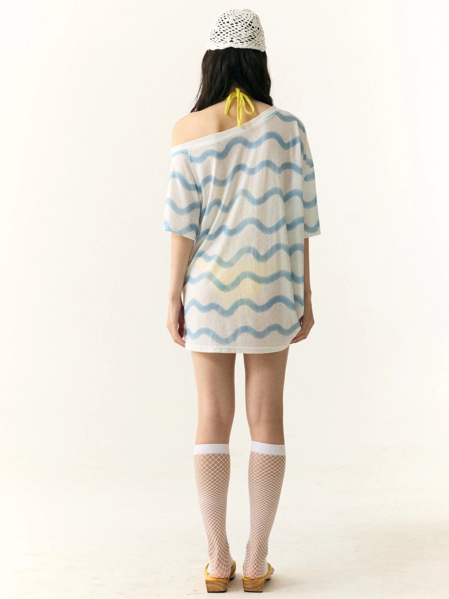 Waves Stripe Off Shoulder Cover Up Tunic