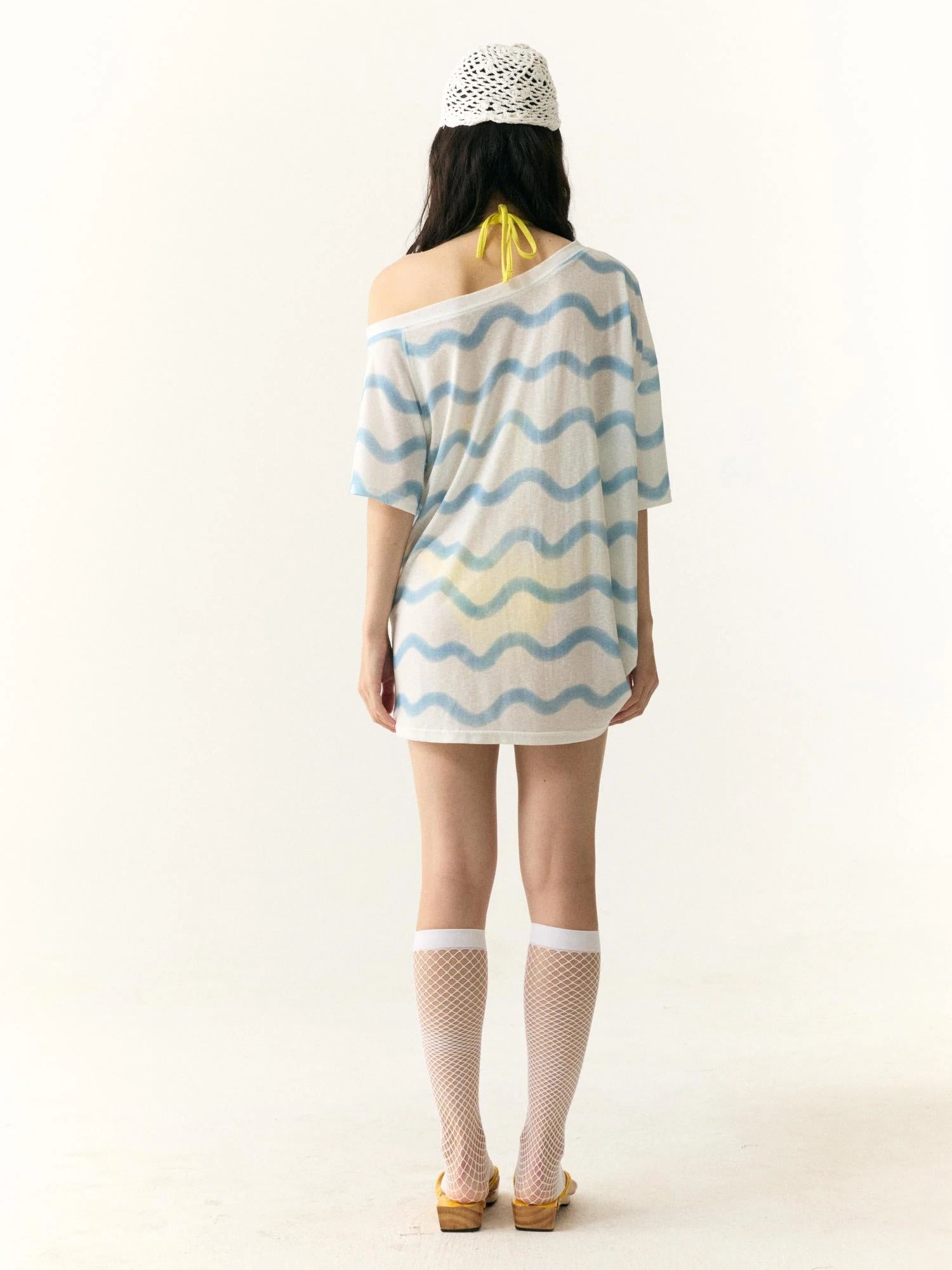 Waves Stripe Off Shoulder Cover Up Tunic