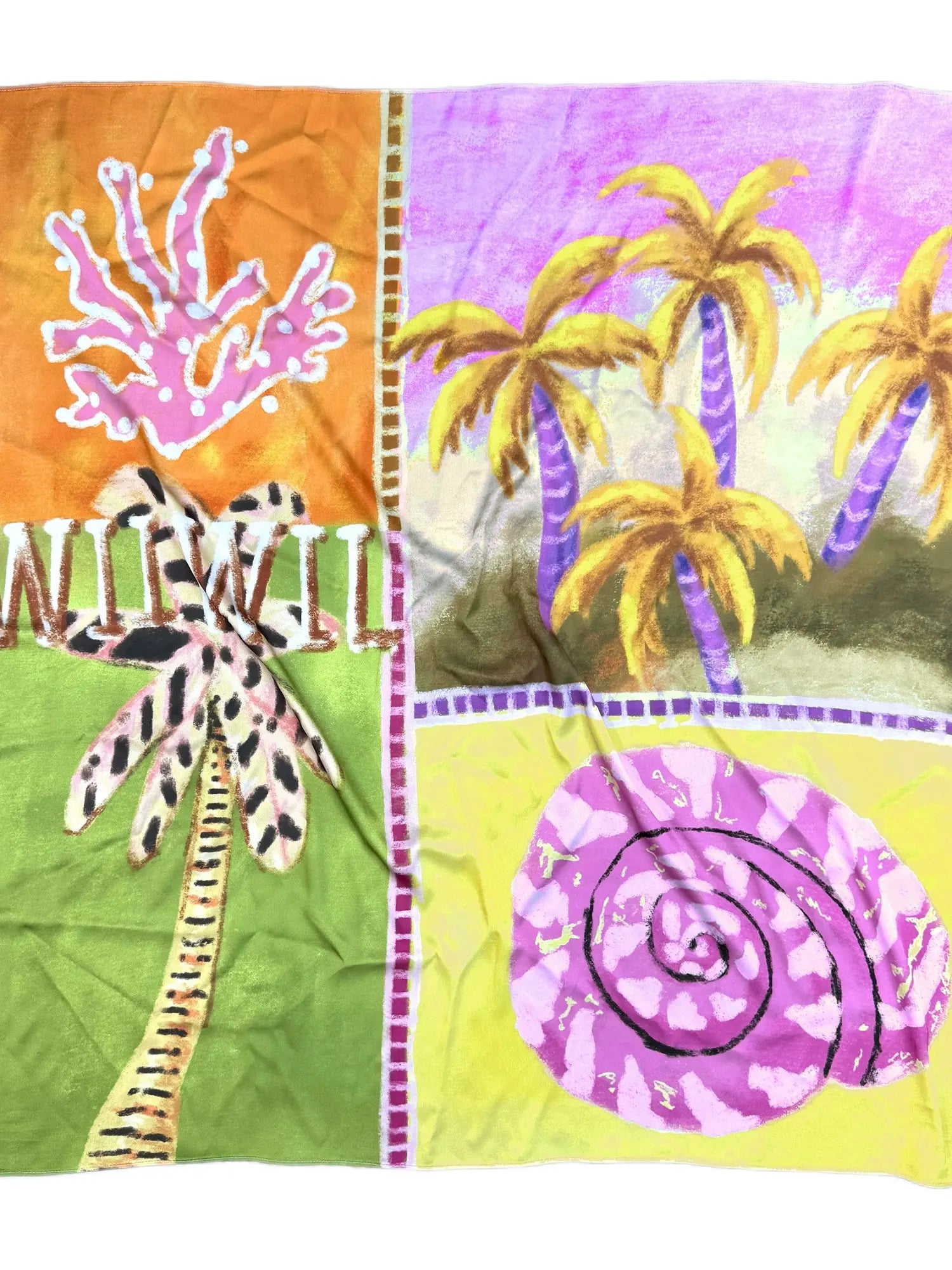Wii Wil Tropical Coconut Print Bikini Set Scarf