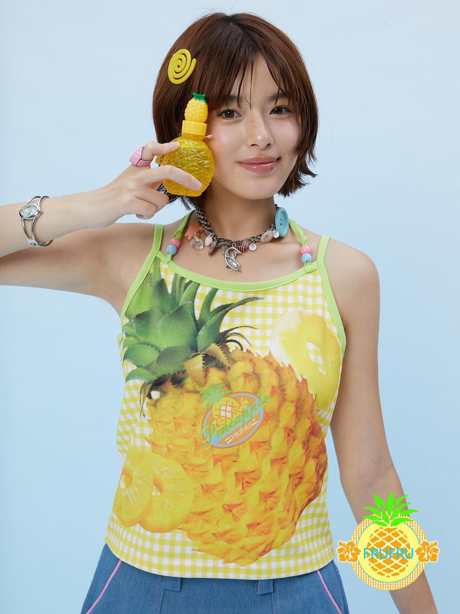 Frufru Gulu Hawaii Dream Japanese Style Fruit Print Cotton Strappy Top