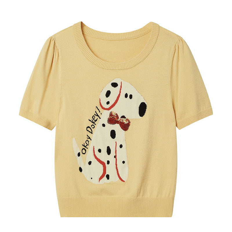 DIDDI MODA Fun Dotted Dog Knit Tee