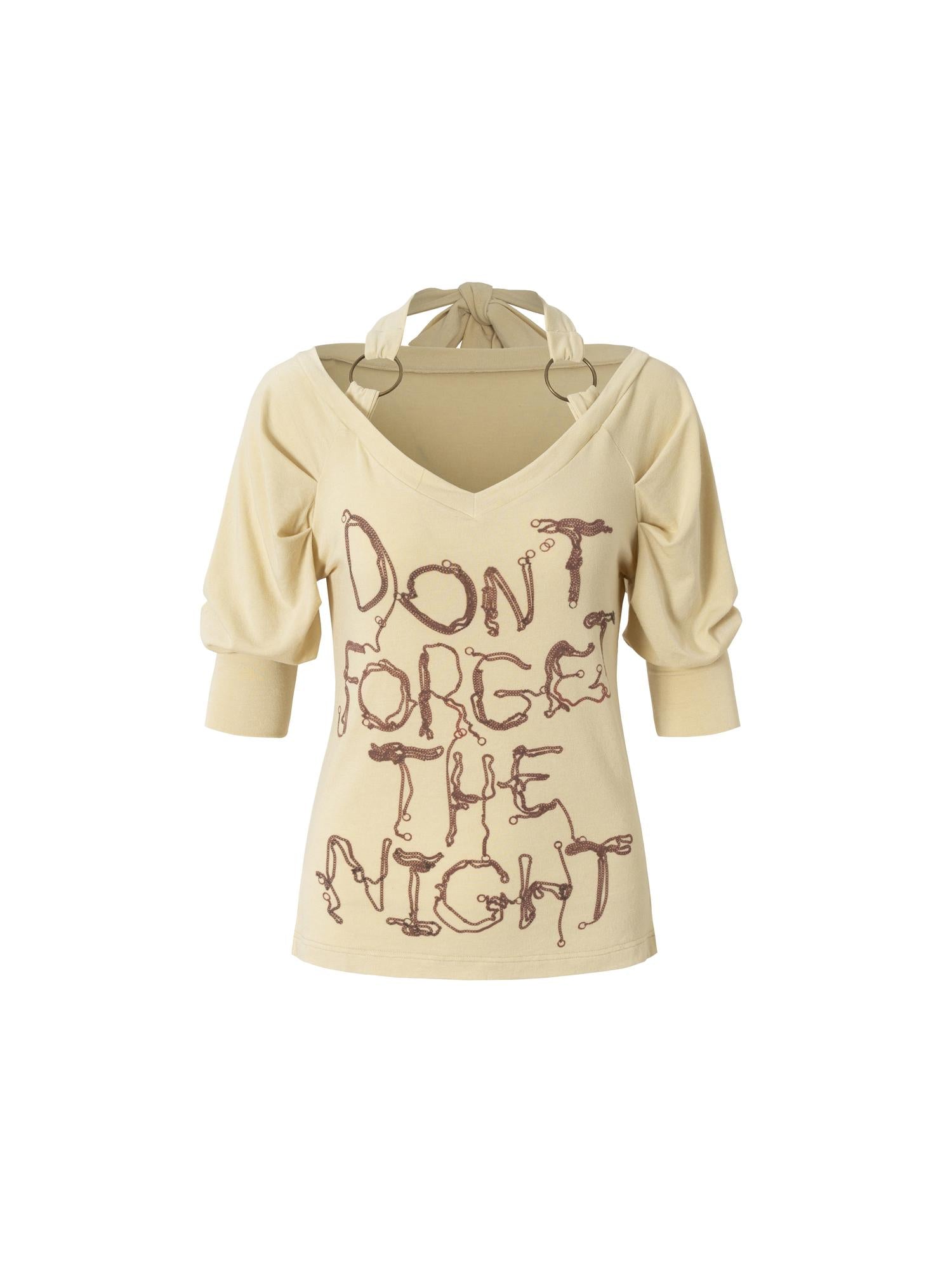 NO ROMANCE Vintage Punk Off-Shoulder Puff Sleeve Stretch Knit T-Shirt