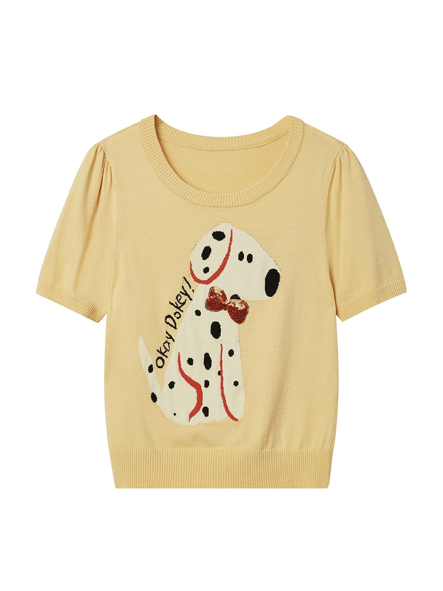 DIDDI MODA Spotted Dog Knit Vest And Tee Set
