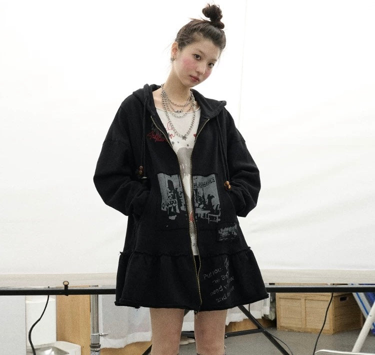 Achihara’s Spring 2025 Distressed Zip-Up Hoodie Dress: A Punk Love Letter to Nonconformity