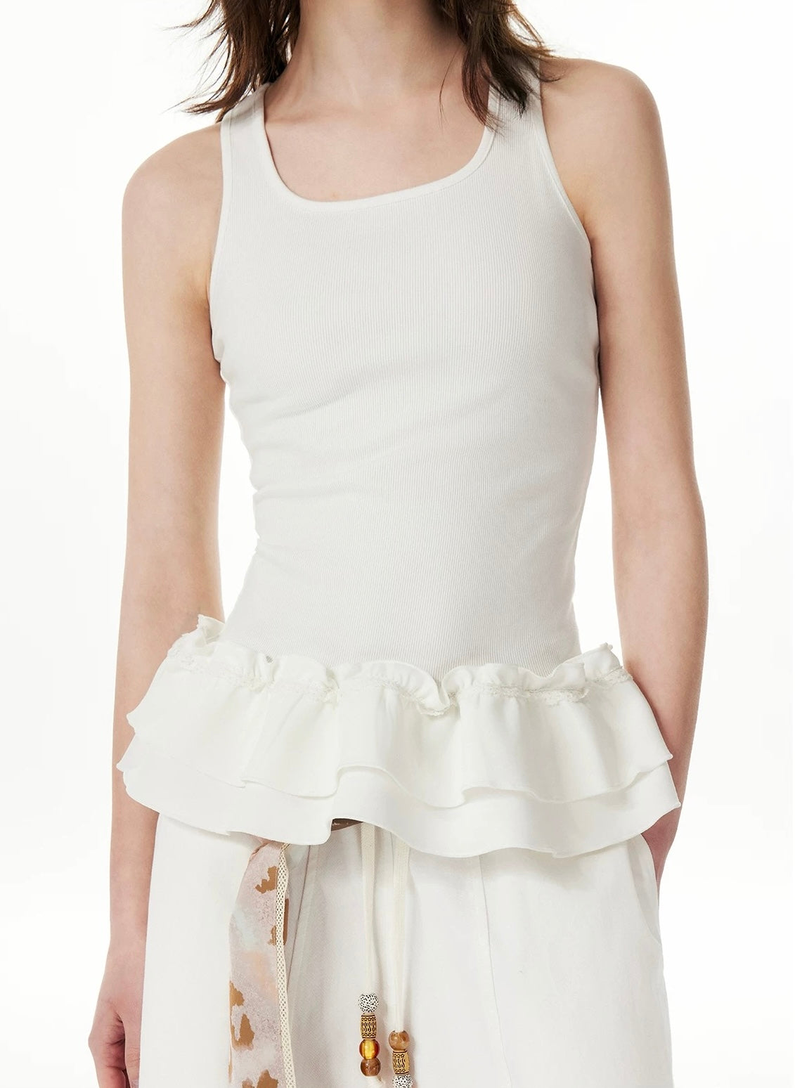 Outthe Blue SS25: French-Inspired White Romantic Ruffle Camisole