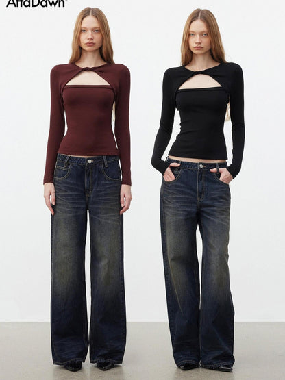 AFTADAWN Faux Layered Openwork Twist Slim Women&