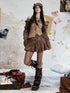 ALL iN plan Vintage Velvet Studded Cake Puff Skirt With Belt