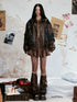 ALL iN plan Vintage Deconstructed Biker Jacket With Studs