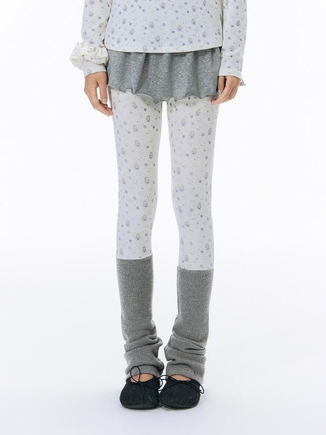 NAPSNAPS Hand Drawn Girl Print Spliced Elastic Waist Women&