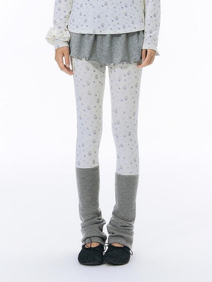 NAPSNAPS Hand Drawn Girl Print Spliced Elastic Waist Women&
