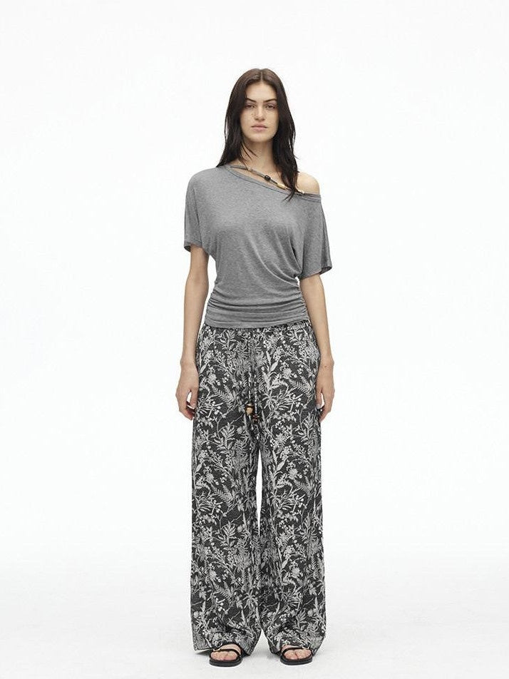 AFTADAWN Striped Beaded Halter Asymmetric Women&