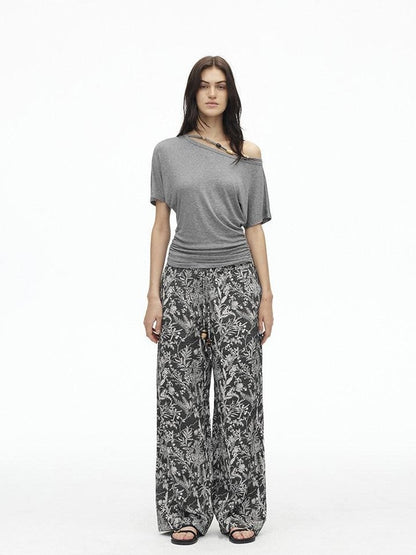 AFTADAWN Striped Beaded Halter Asymmetric Women&