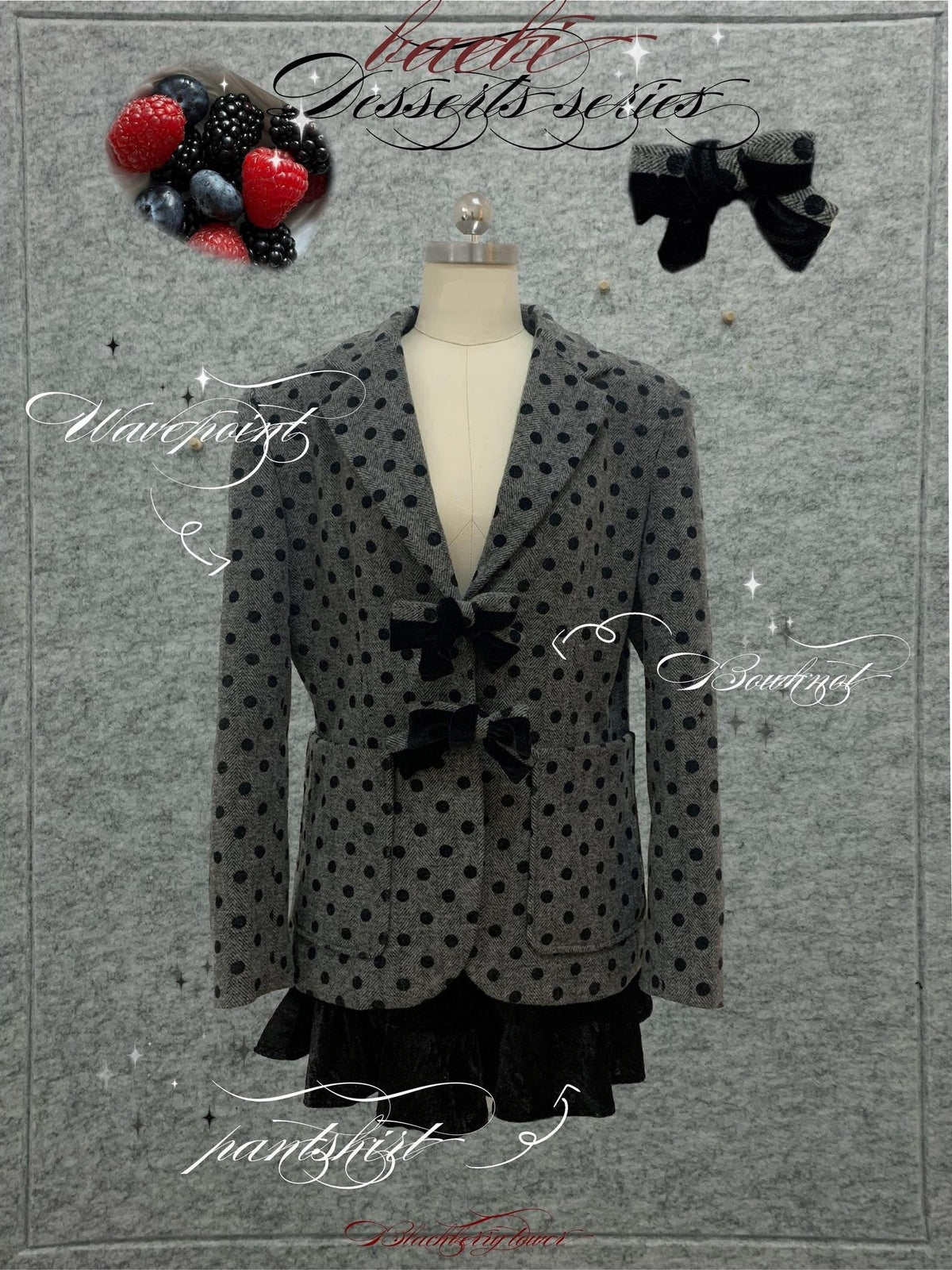 bae bi Blackberry Polka Dot Bow Silhouette Women&