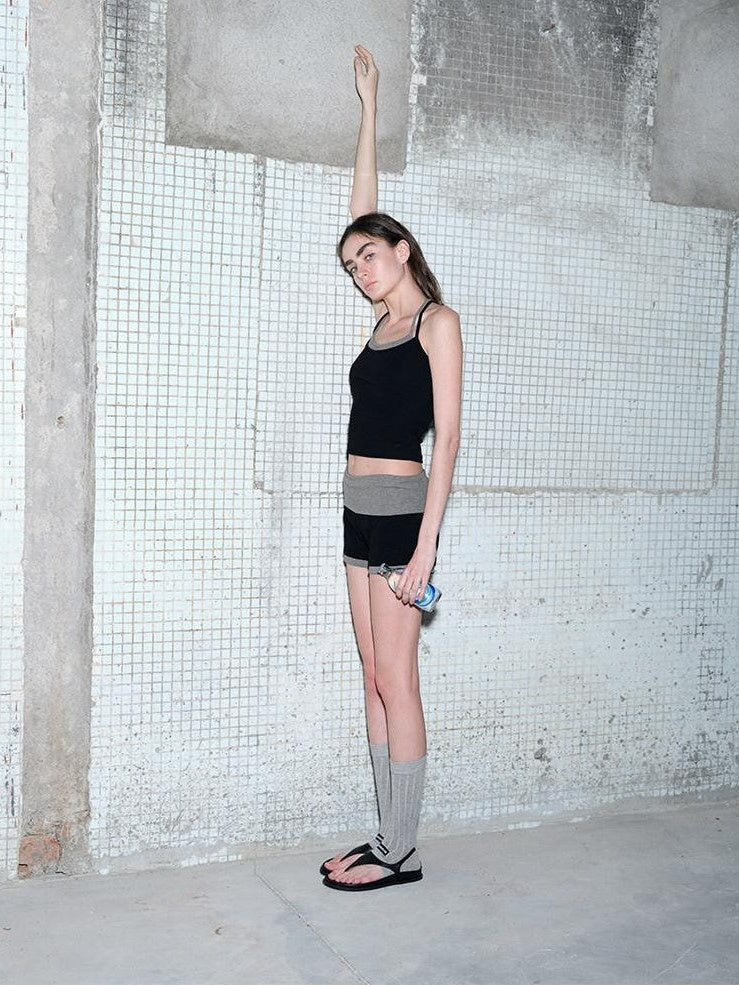 AFTADAWN Black Double Neck Back Twist Colorblock Women&