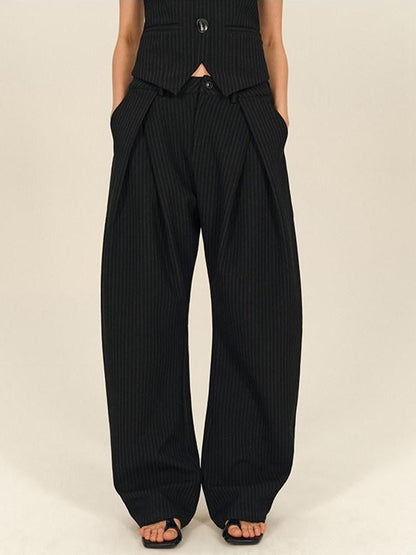 AFTADAWN Vintage Vertical Stripe Structured Panel Women&