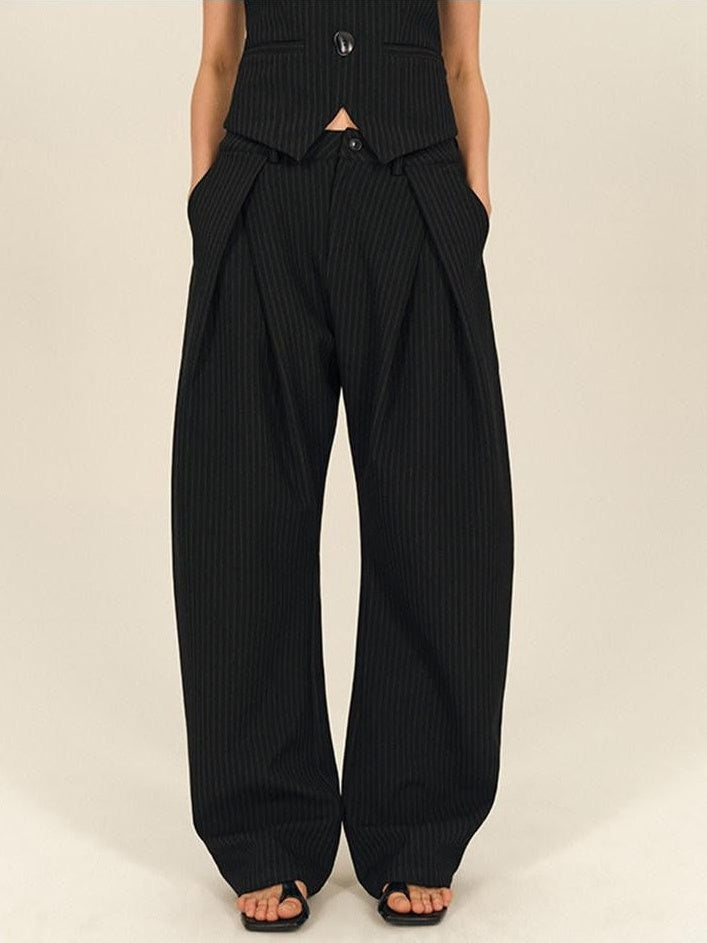 AFTADAWN Vintage Vertical Stripe Structured Panel Women&