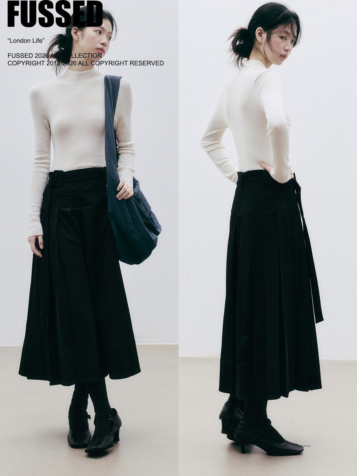 FUSSED Asymmetric Pleated A Line Women&